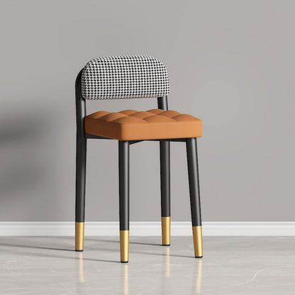 Modern Simplicity Square Fabric Faux Leather Upholstered Vanity Stool Low Back For Bedroom