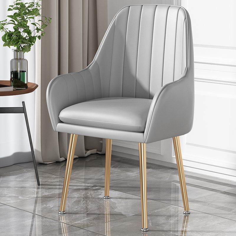 Contemporary Scandinavian Velvet PU Leather Sponge Emulsion Metal Square Vanity Stool Backrest Armrest For Bedroom