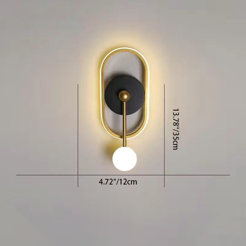 Modern Minimalist Oval Round Square Iron Aluminum LED Wall Sconce Lamp For Bedroom