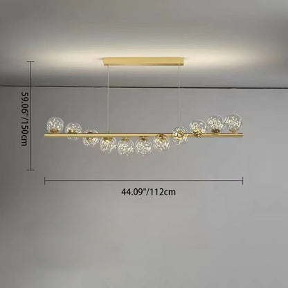 Contemporary Scandinavian Glass Magic Bean Long Strip 7/9/11 Light Island Light Chandelier For Dining Room