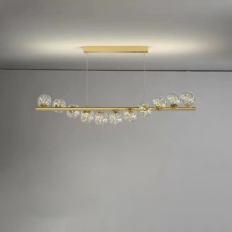 Contemporary Scandinavian Glass Magic Bean Long Strip 7/9/11 Light Island Light Chandelier For Dining Room