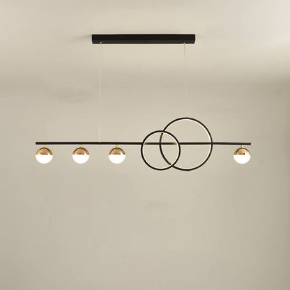 Modern Luxury Long Strip Round Globe Design LED Island Light Chandelier