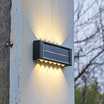 モダンでシンプルなソーラー防水長方形ABS PVC LED壁取り付け用燭台ランプ（屋外パティオ用） 