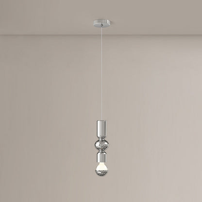 Contemporary Scandinavian Cream Iron Gourd Design LED Pendant Light For Bedroom