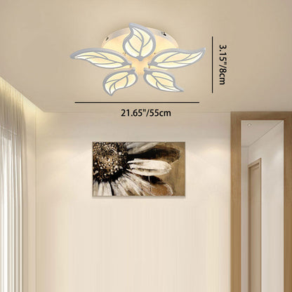 Modern Minimalist Leaf Hardware Acrylic LED Semi-Flush Mount Ceiling Light For Living Room