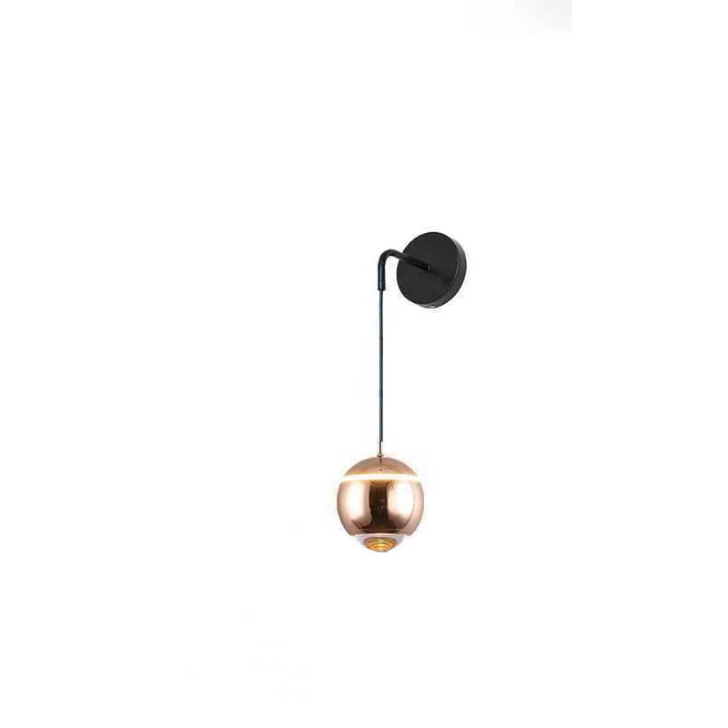 Modern Minimalist Round Ball Aluminum Glass LED Wall Sconce Lamp For Bedroom