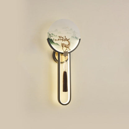 Traditional Chinese All-Copper Glass LED Wall Sconce Lamp For Living Room
