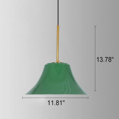 Industrial Vintage Green Iron Dome Cone 1-Light Pendant Light