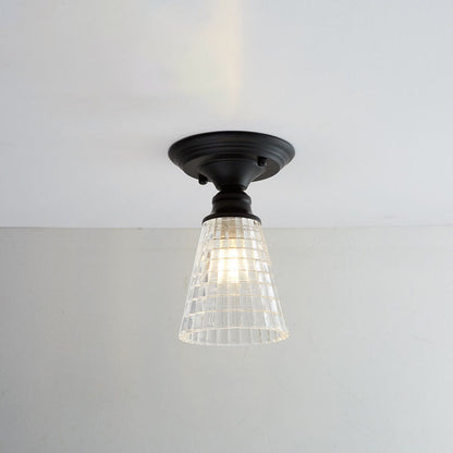 Nordic Vintage Glass Floral Round Geometry 1-Light Semi-Flush Mount Ceiling Light