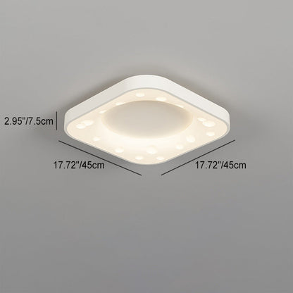 Modern Minimalist Cheese Cream Acrylic Iron LED Flush Mount Ceiling Light For Bedroom