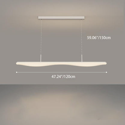 Modern Minimalist Long Iron Rolled Plastic LED Island Light Pendant Light For Dining Room