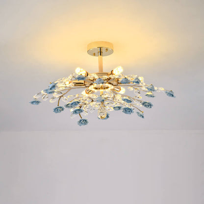Modern Luxury Rose Iron Ceramic Crystal 6/7/8 Light Chandelier