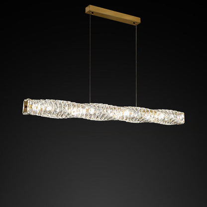 Modern Simplicity Stainless Steel Crystal Strip LED Island Light Pendant Light For Dining Room