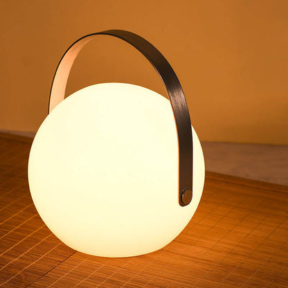 モダンでシンプルなプラスチック製ラウンドスクエアハンドLEDテーブルランプ（屋外パティオ用） 
