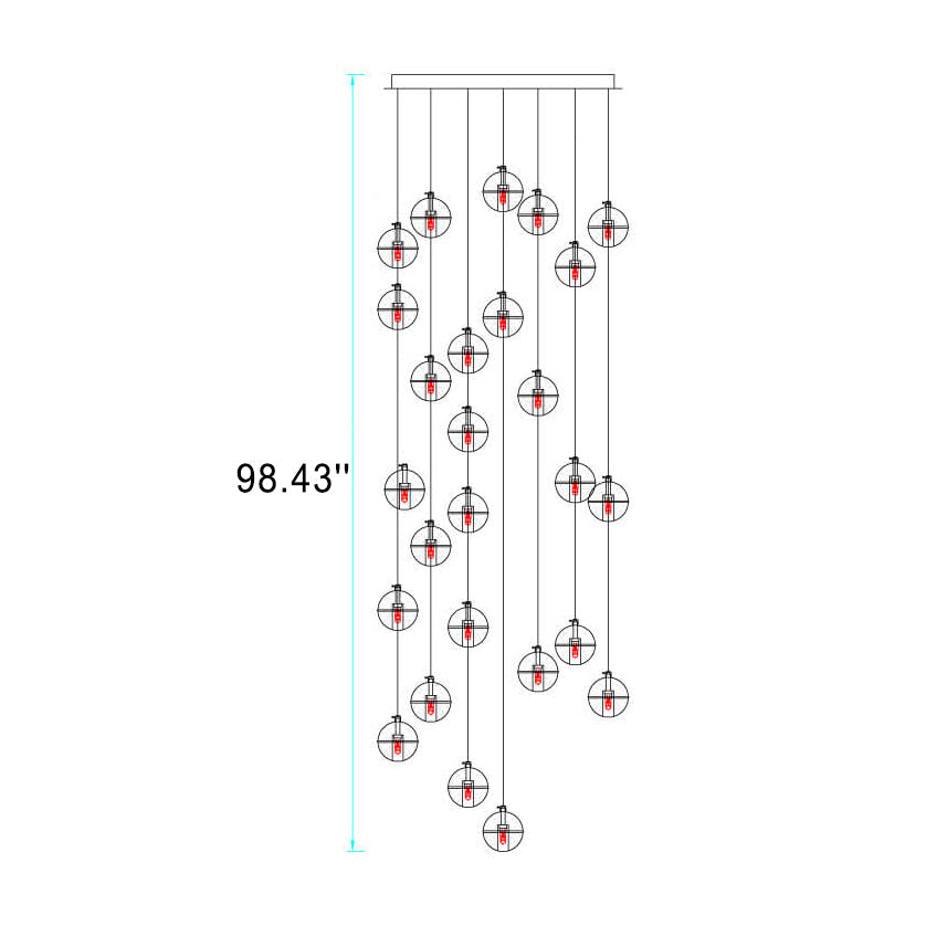Modern Luxury Staircase Crystal Orb Ball Shade LED Loft Chandelier