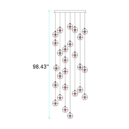 Modern Luxury Staircase Crystal Orb Ball Shade LED Loft Chandelier