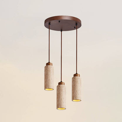 Japanese Wabi-sabi Solid Wood Stone 1/2/3-Light Island Light Chandelier