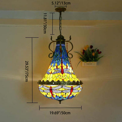 Traditional Vintage Half Round Table Teardrop Iron Glass 5/8 Light Pendant Light For Living Room