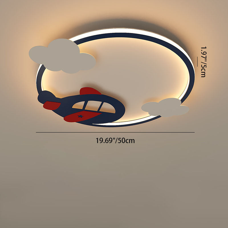 Modern Creative Cartoon Round Iron Aluminum PVC LED Flush Mount Ceiling Light
