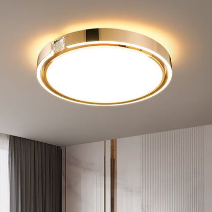 寝室用モダンで豪華な丸型電気メッキアルミアクリルLEDフラッシュマウントシーリングライト
