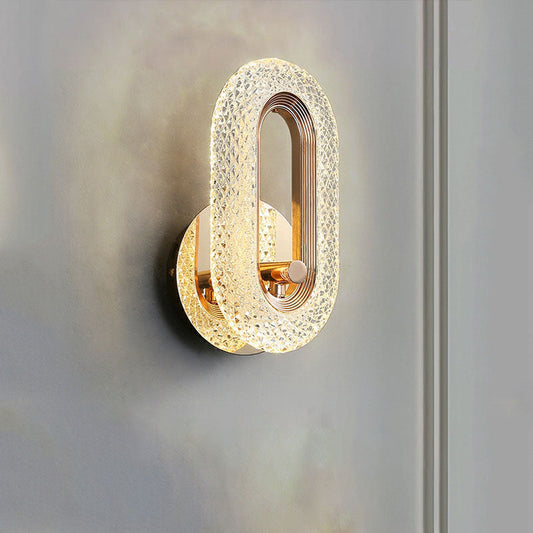 مصباح حائط LED بتصميم دائري بيضاوي الشكل مصنوع من سبائك الزنك والأكريليك بتصميم عصري فاخر لغرفة المعيشة 