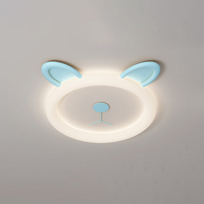 Contemporary Creative Cartoon Panda PE Resin LED Kids Flush Mount Ceiling Light For Bedroom