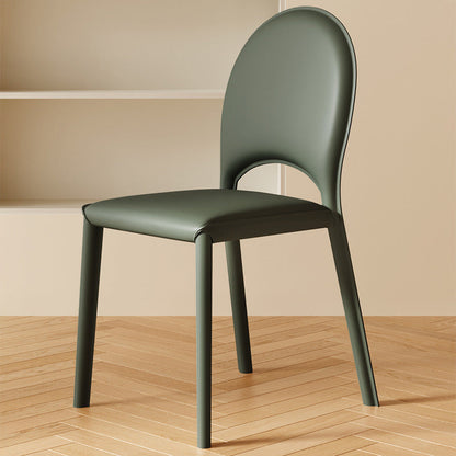 Modern Minimalist Square Oval Back Genuine Leather Carbon Steel Dining Chair For Dining Room