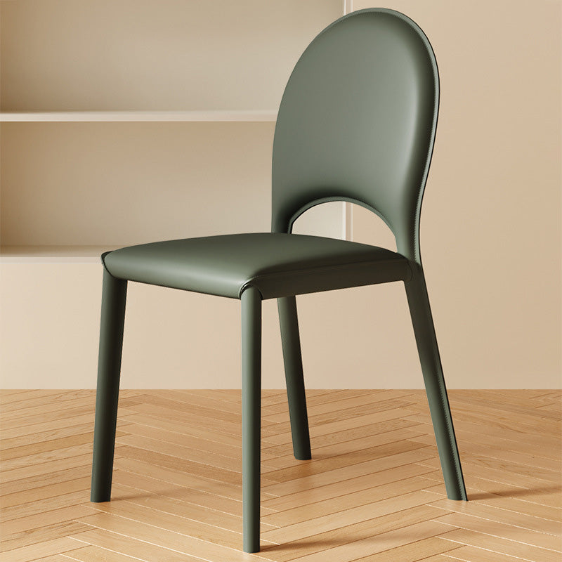 Contemporary Nordic Square Oval Faux Leather Carbon Steel Dining Chair Backrest For Dining Room