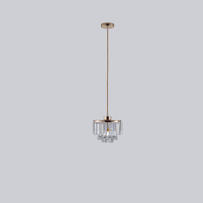 Nordic Light Luxury Round Iron Crystal String 1-Light Pendant Light