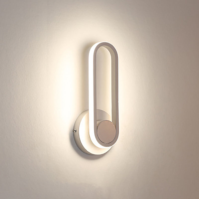 Contemporary Simplicity Iron Oval Ring Rotatable LED Wall Sconce Lamp For Bedroom