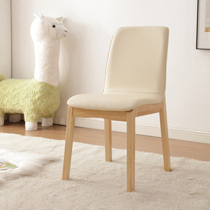 Contemporary Nordic Square Faux Leather Wood Frame Dining Chair Backrest For Dining Room