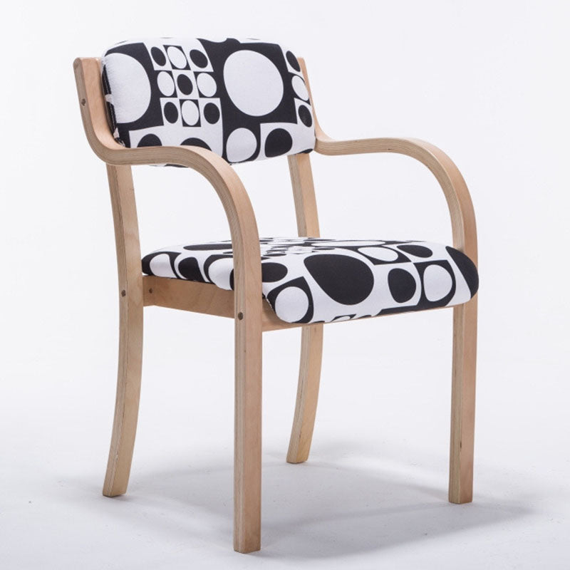 Contemporary Nordic Wood Cotton Linen Fabric PU Leather Velvet Sponge Square Dining Chair Backrest Armrest For Dining Room