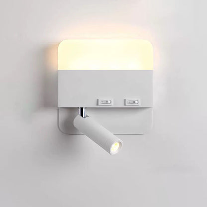 مصباح حائط للقراءة LED مصنوع من الأكريليك والألومنيوم بتصميم دائري مربع بسيط وحديث 