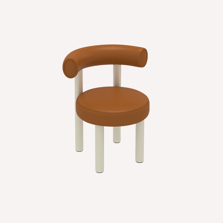 Contemporary Nordic Round Artificial Leather Iron Frame Vanity Stool Arc Back For Bedroom