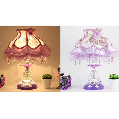 European Style Wedding Fabric Glass 1-Light Table Lamp