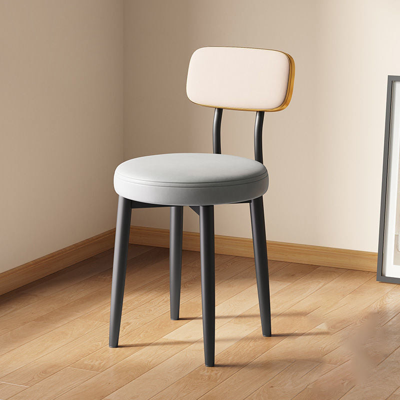 Modern Minimalist Round Upholstered Rectangular Back Tech Fabric Metal Dining Chair For Dining Room