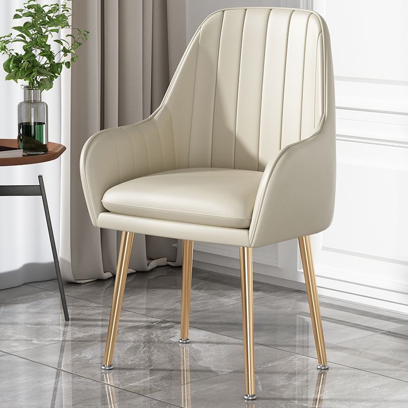 Contemporary Scandinavian Velvet PU Leather Sponge Emulsion Metal Square Vanity Stool Backrest Armrest For Bedroom