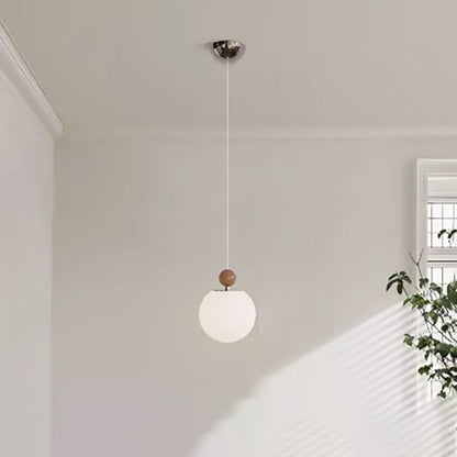 Modern Minimalist Round Ball Iron Glass 1-Light Pedant Light For Bedroom