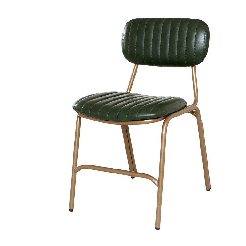 Contemporary Industrial PU Leather Iron Square Elliptical Stripe Dining Chair Backrest Footrest For Dining Room