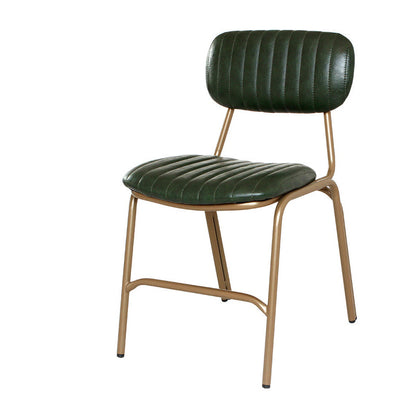 Contemporary Industrial PU Leather Iron Square Elliptical Stripe Dining Chair Backrest Footrest For Dining Room