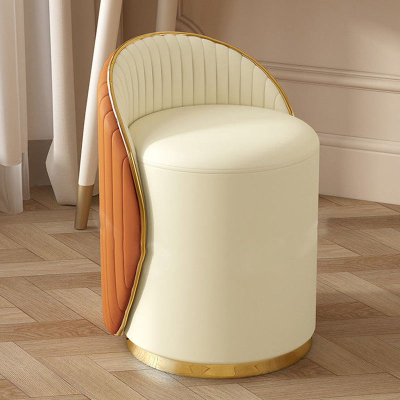 Modern Minimalist Cylinder Iron Nappa Leather Vanity Stool Backrest For Bedroom