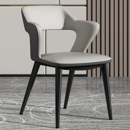 Contemporary Scandinavian Nappa leather Fabric Carbon Steel Sponge Square Wing Dining Chair Backrest Armrest For Dining Room