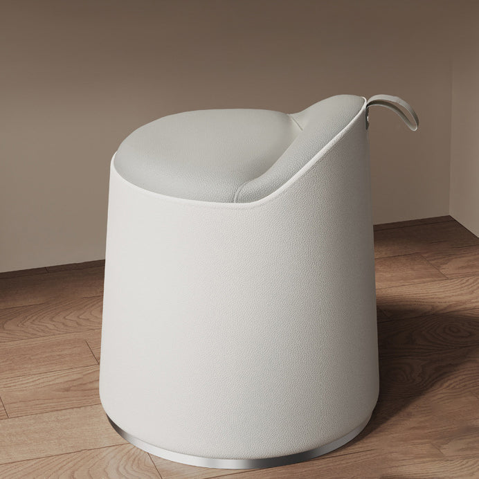 Modern Simplicity Microfiber Leather Wood Aluminum Alloy Sponge Round Cylinder Vanity Stool Backrest For Bedroom