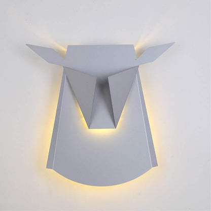 Contemporary Creative Iron Bull Head Shape LED Wall Sconce Lamp For Bedroom