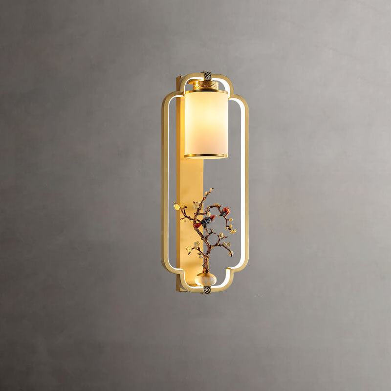 مصباح حائط LED بتصميم عقدة حلقية من النحاس الصيني الحديث 