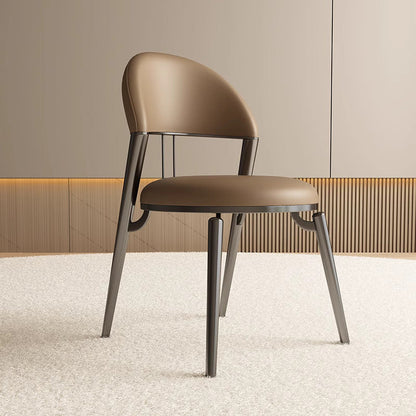 Modern Luxury Round Cushion PU Leather Lambswool Sponge Black Titanium Dining Chair Backrest For Dining Room