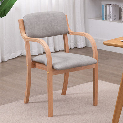 Modern Simplicity Fabric Wood Sponge Square Curved Dining Chair Backrest Armrest For Dining Room
