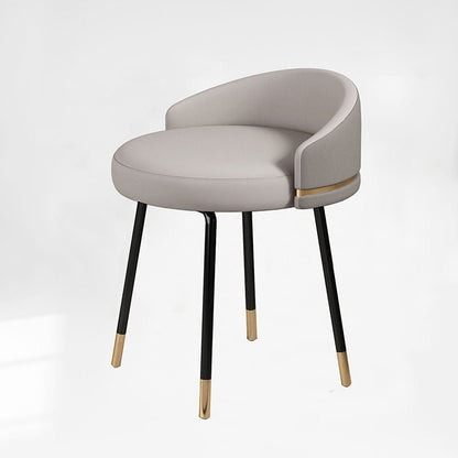 Contemporary Nordic Round Houndstooth Faux Leather Fabric Splicing Vanity Stool Low Back For Bedroom