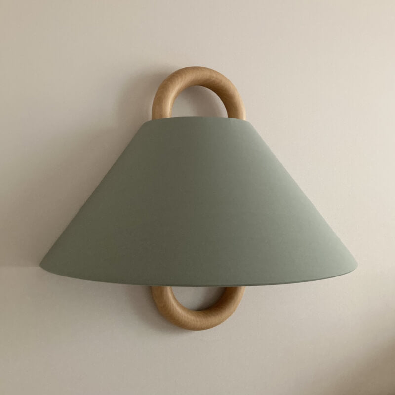 Modern Original Solid Wood Pleated Semi-Circle 1-Light Wall Sconce Lamp