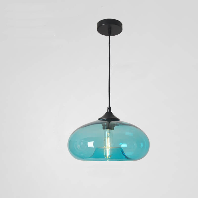 Creative Colored Glass Oval 1-Light Pendant Light